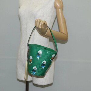 GUCCI GG Crystal Children's Kim Seung Yeon Bag Gold Green 752356 Auth 144816V